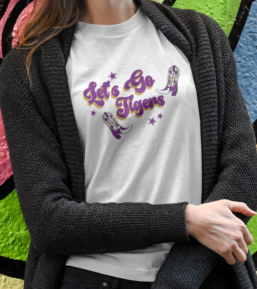 Louisiana State Let's Go Tigers Cowboy Boots Purple And Gold T-Shirt