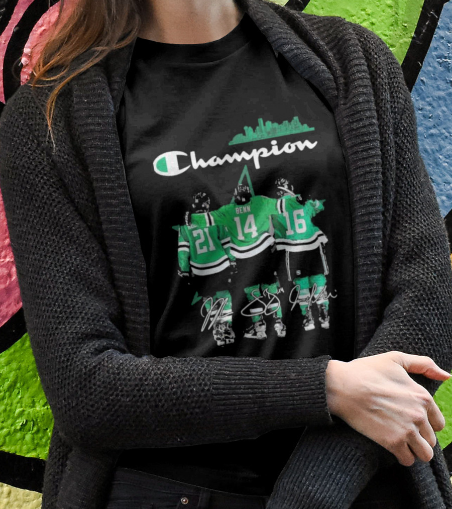 Dallas Stars Hockey Robertson Benn Heiskanen Champion T-Shirt