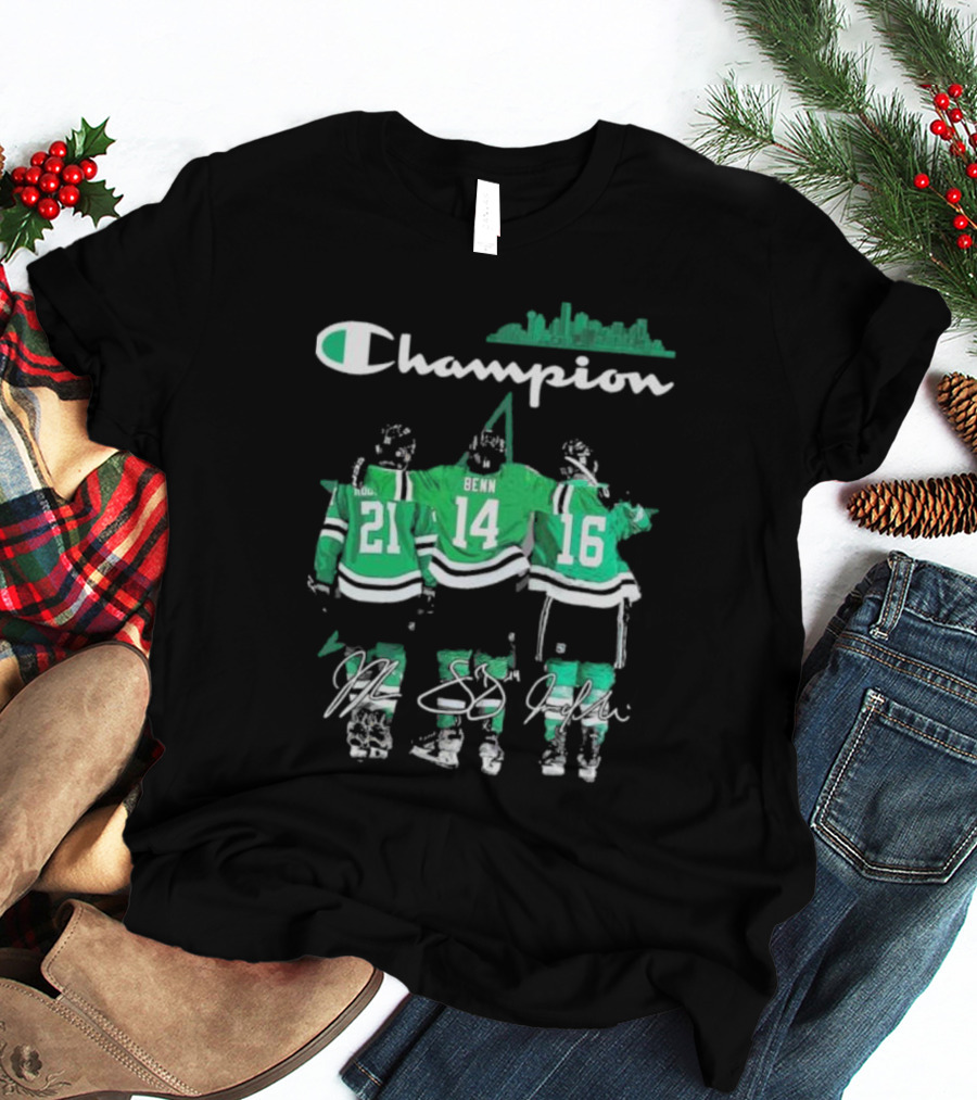Dallas Stars Hockey Robertson Benn Heiskanen Champion T-Shirt