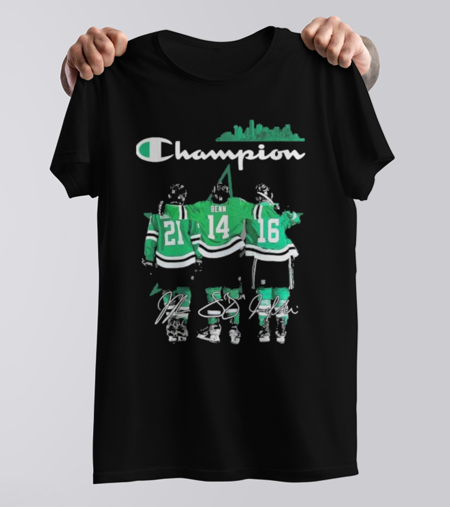 Dallas Stars Hockey Robertson Benn Heiskanen Champion T-Shirt