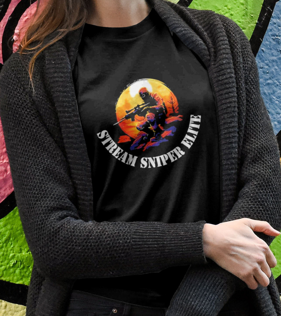 STREAM SNIPER ELITE Sniper Silhouette Warrior In Sunset Background T-Shirt