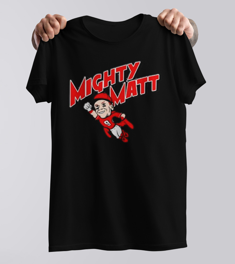 Mighty Matt Football Hero In Red And White Gear T-Shirt
