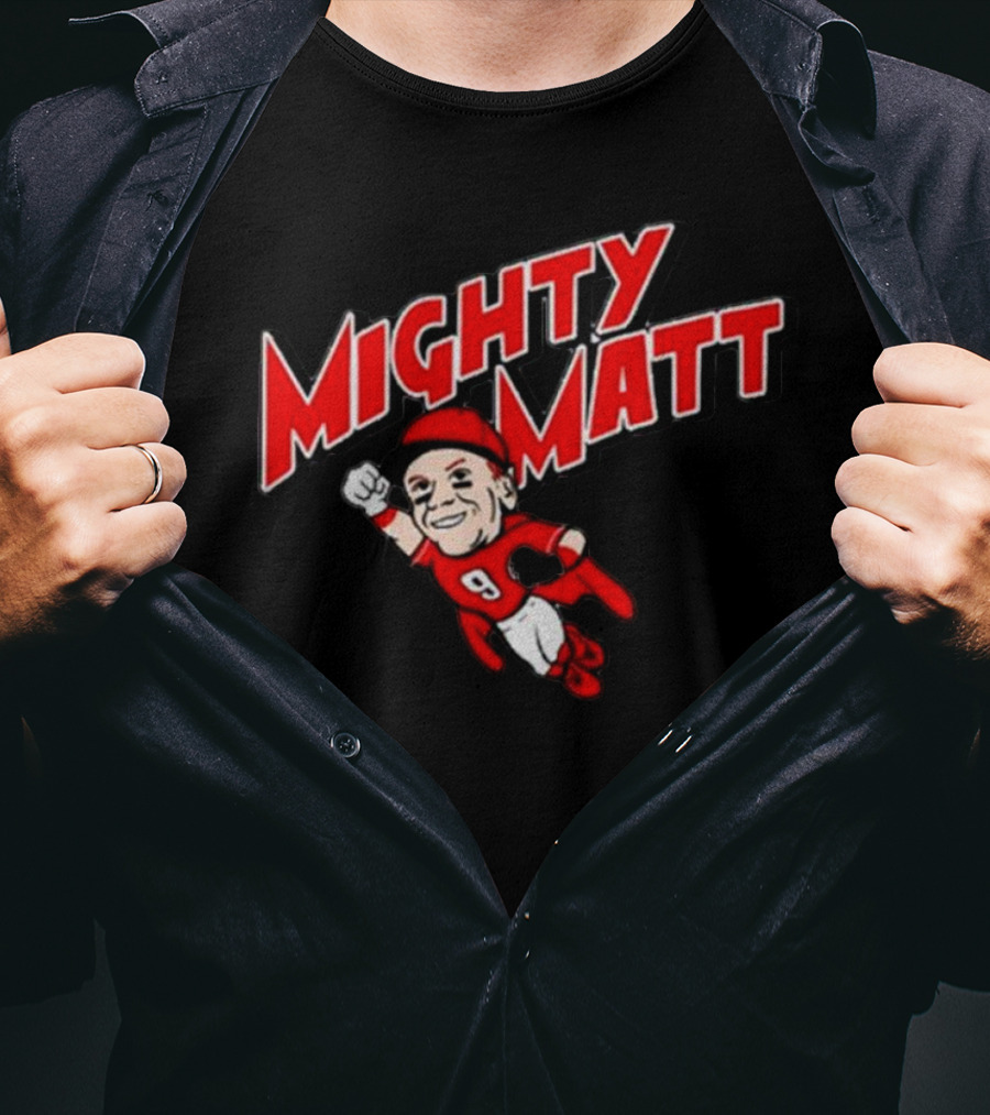 Mighty Matt Football Hero In Red And White Gear T-Shirt
