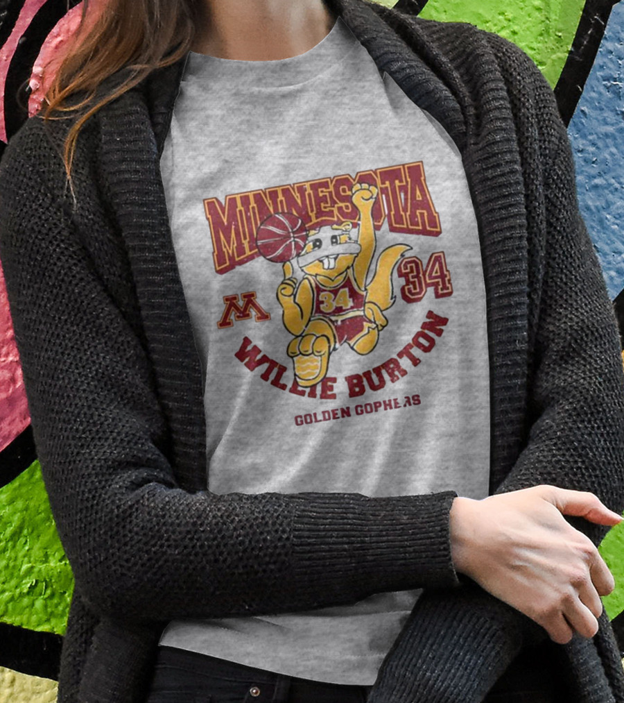 Minnesota 34 Willie Burton Golden Gophers Basketball T-Shirt