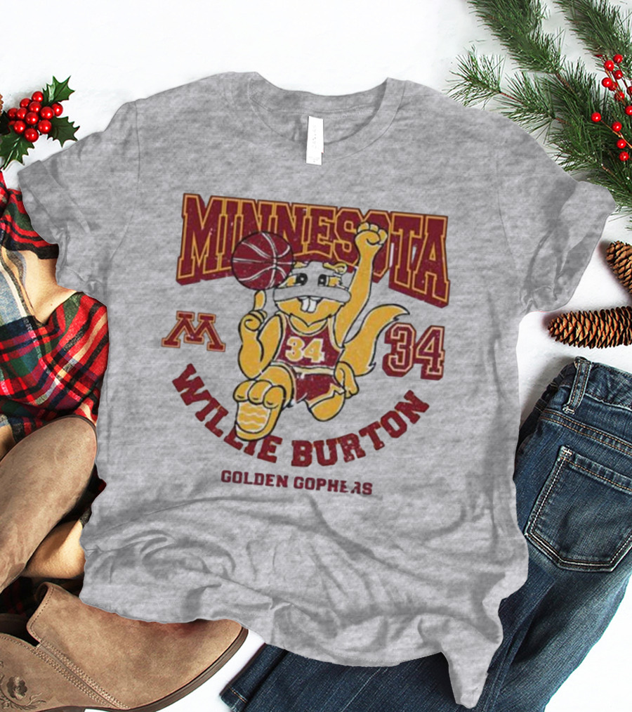 Minnesota 34 Willie Burton Golden Gophers Basketball T-Shirt