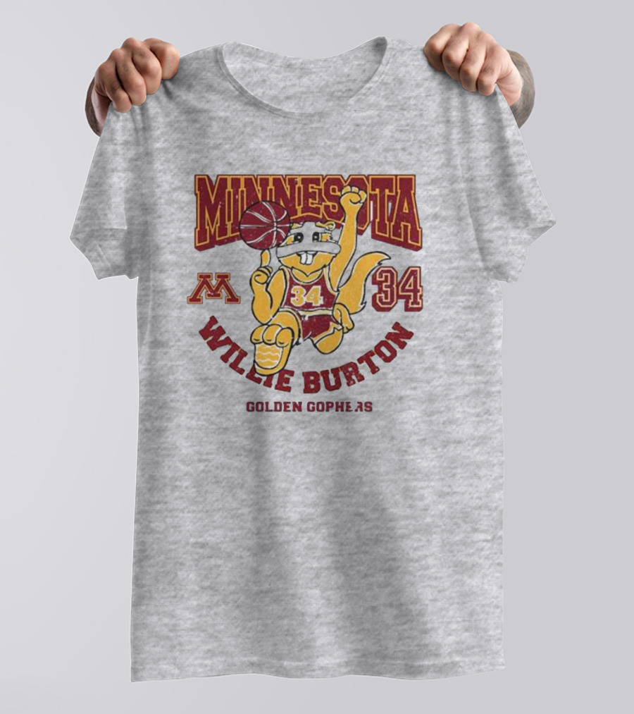 Minnesota 34 Willie Burton Golden Gophers Basketball T-Shirt