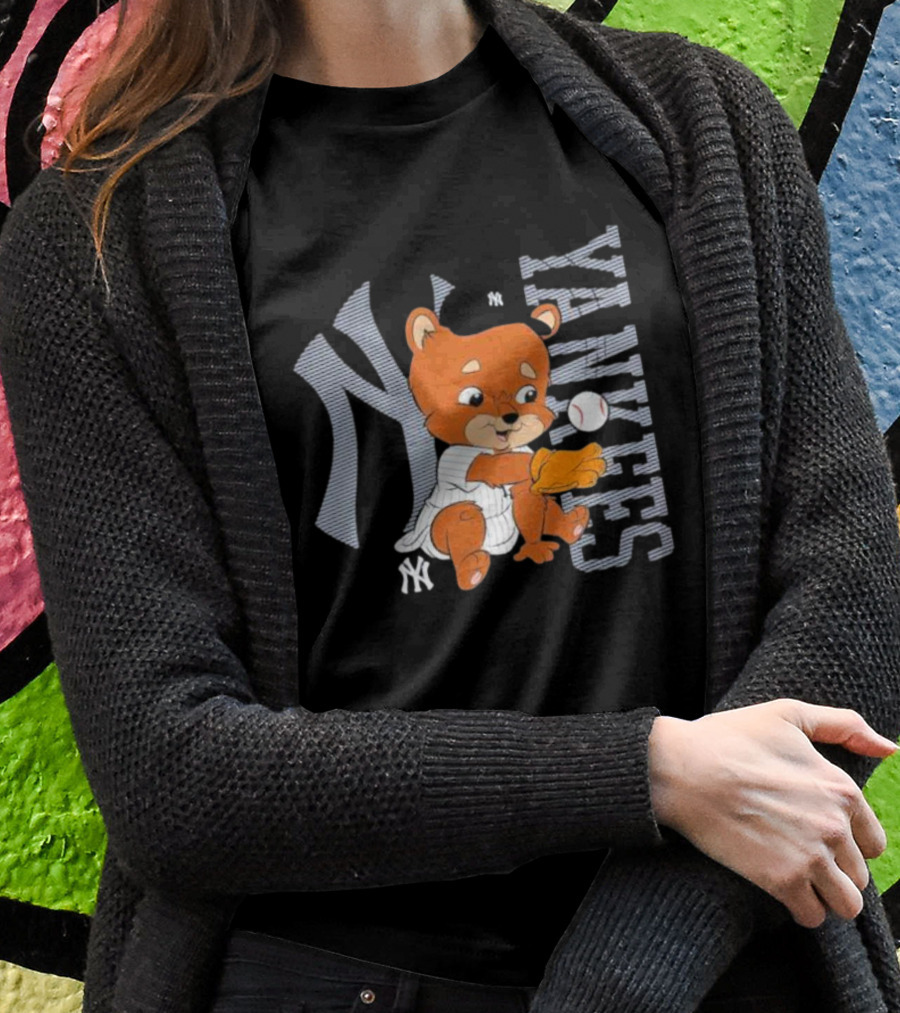 Yankees Infant Mascot Bear With Baseball And Iconic NY T-Shirt