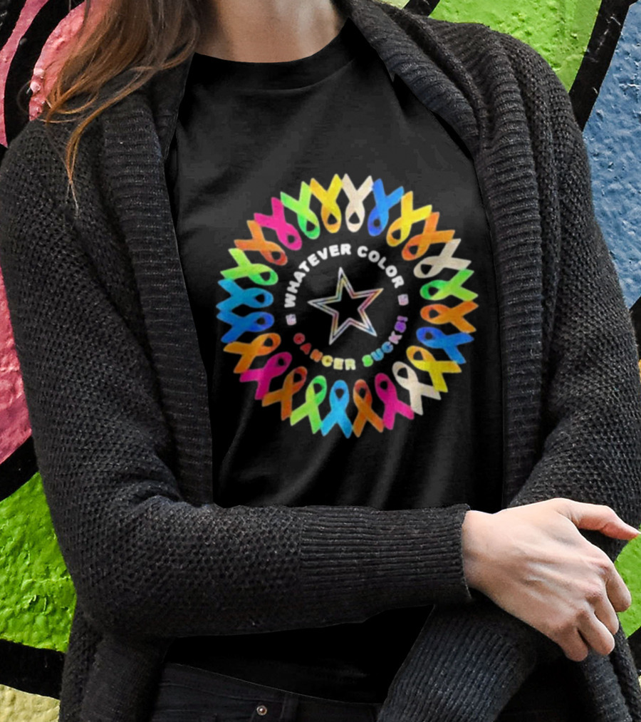 Dallas Cowboys Whatever Color Cancer Sucks Awareness Ribbons Star T-Shirt