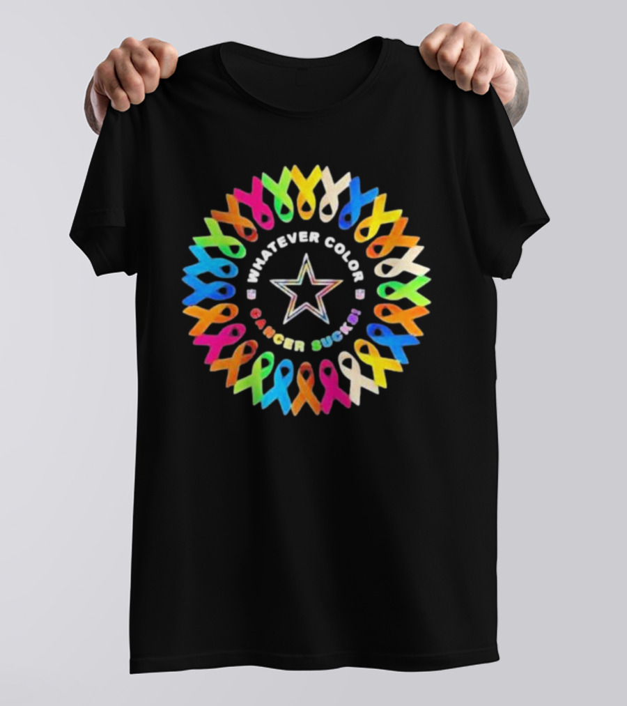 Dallas Cowboys Whatever Color Cancer Sucks Awareness Ribbons Star T-Shirt