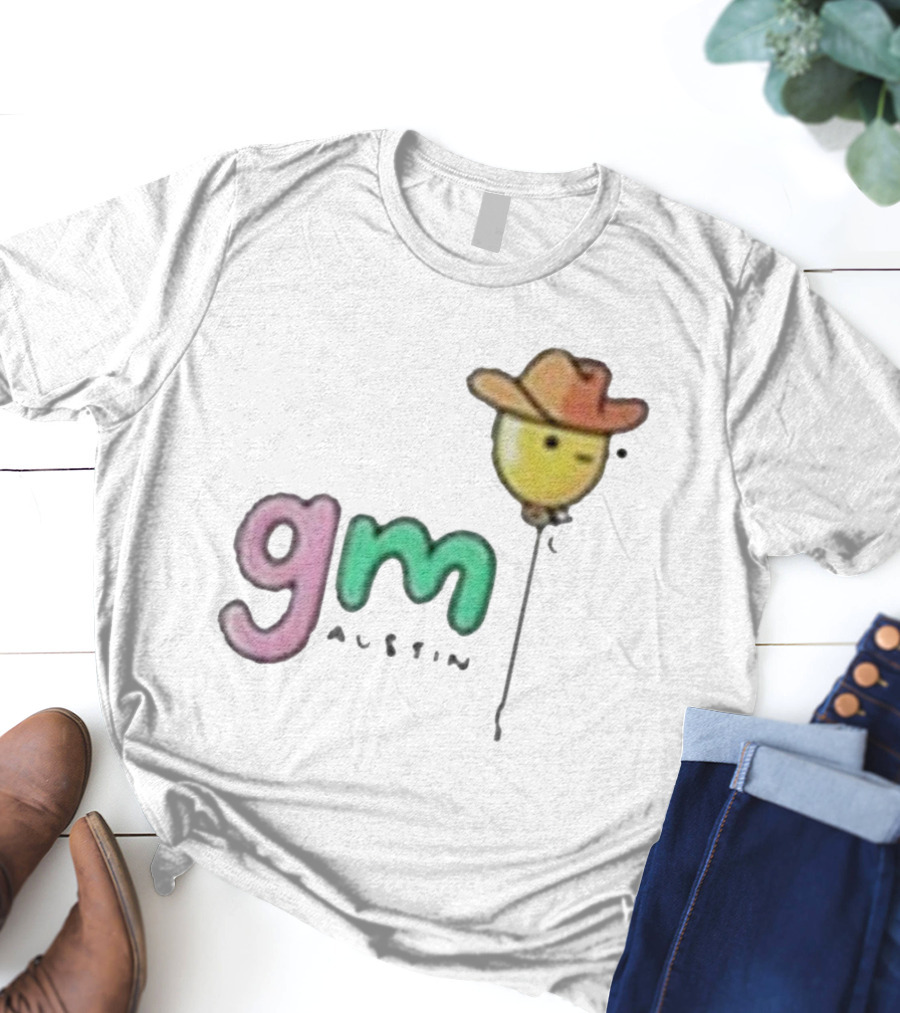 Gm Austin Doodles Balloon With Cowboy Hat T-Shirt
