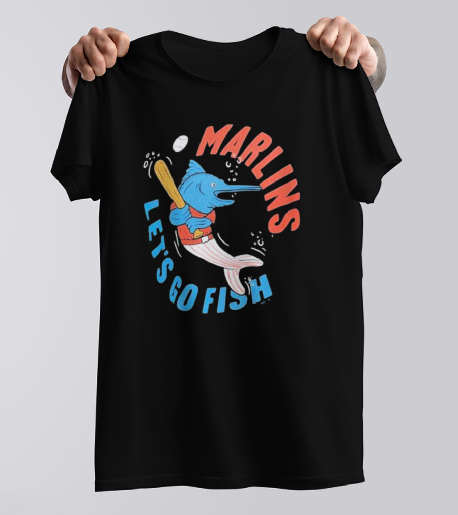 Miami Marlins Let’s Go Fish Tri-Blend Homage Doodle Collection T-Shirt