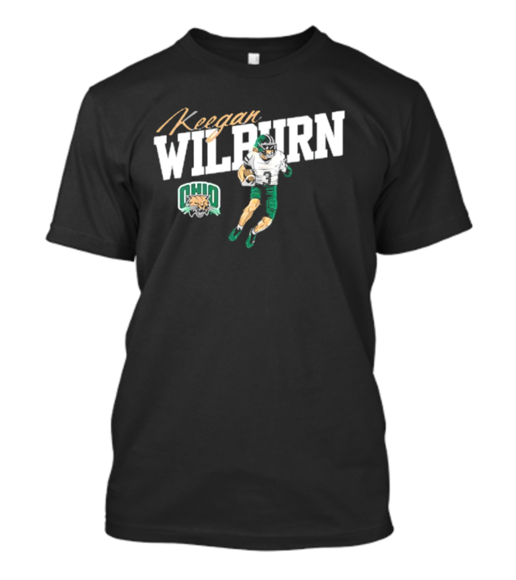 Keegan Wilburn Ohio Bobcats Football Caricature T-Shirt