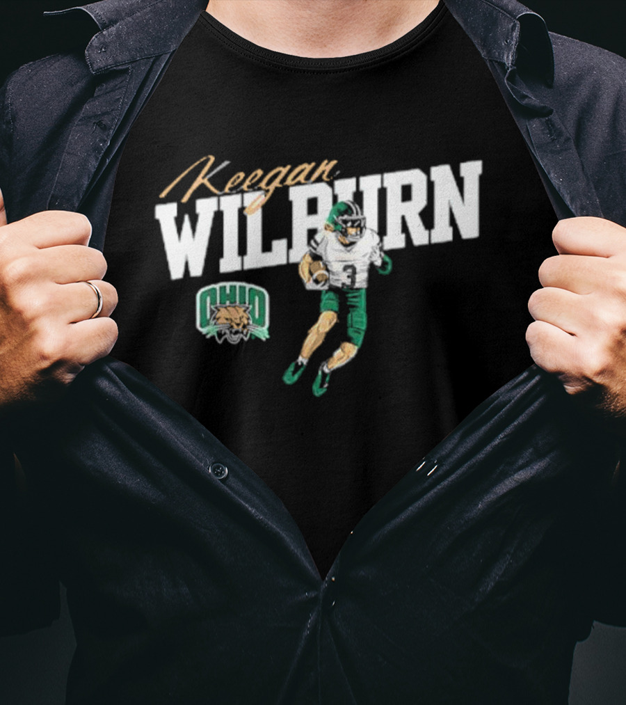 Keegan Wilburn Ohio Bobcats Football Caricature T-Shirt