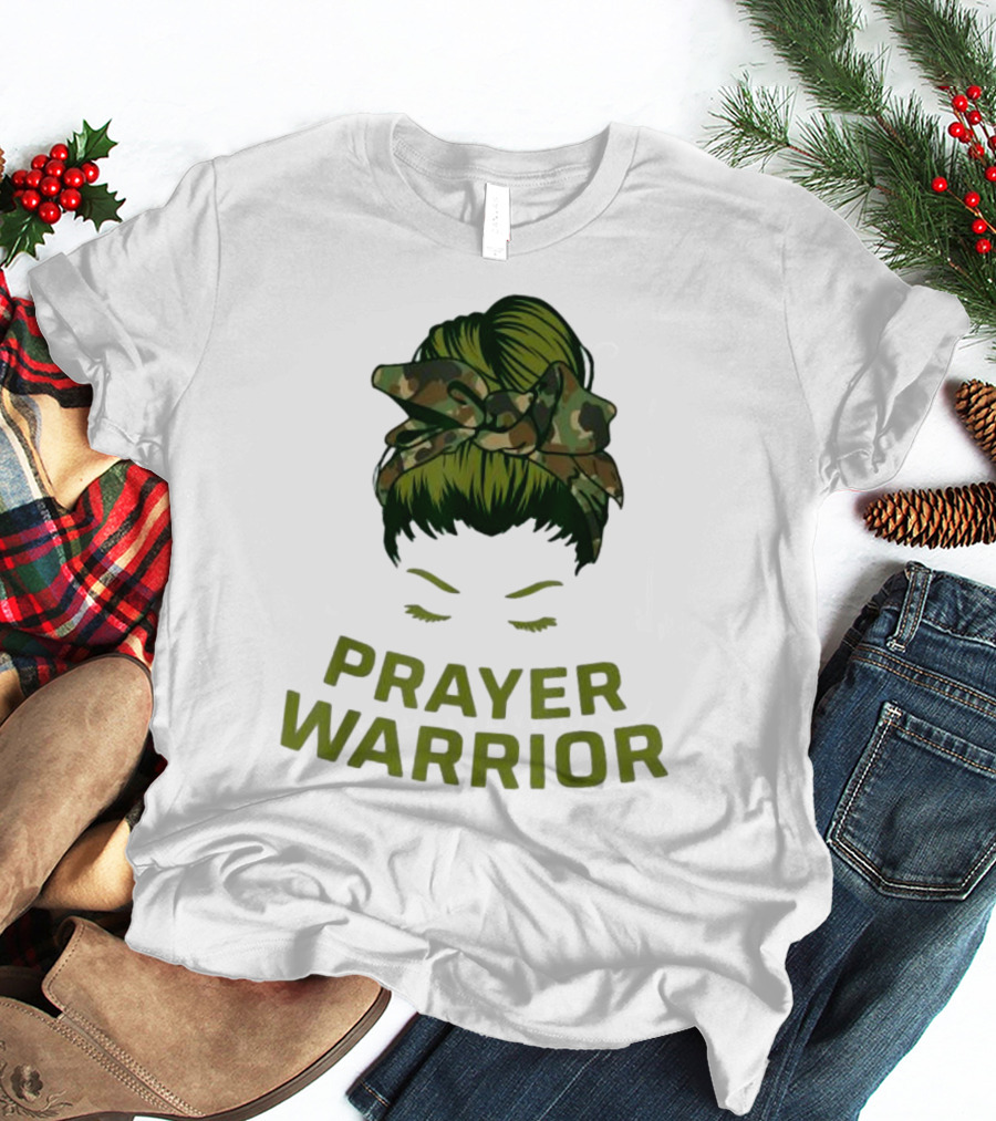 Prayer Warrior Camo Faith God Jesus Christian Women T-Shirt