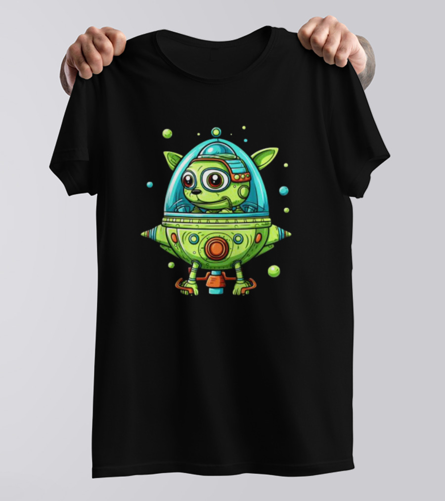 Whiz Flying The Dog Bowl UFO Spaceship Adventure T-Shirt