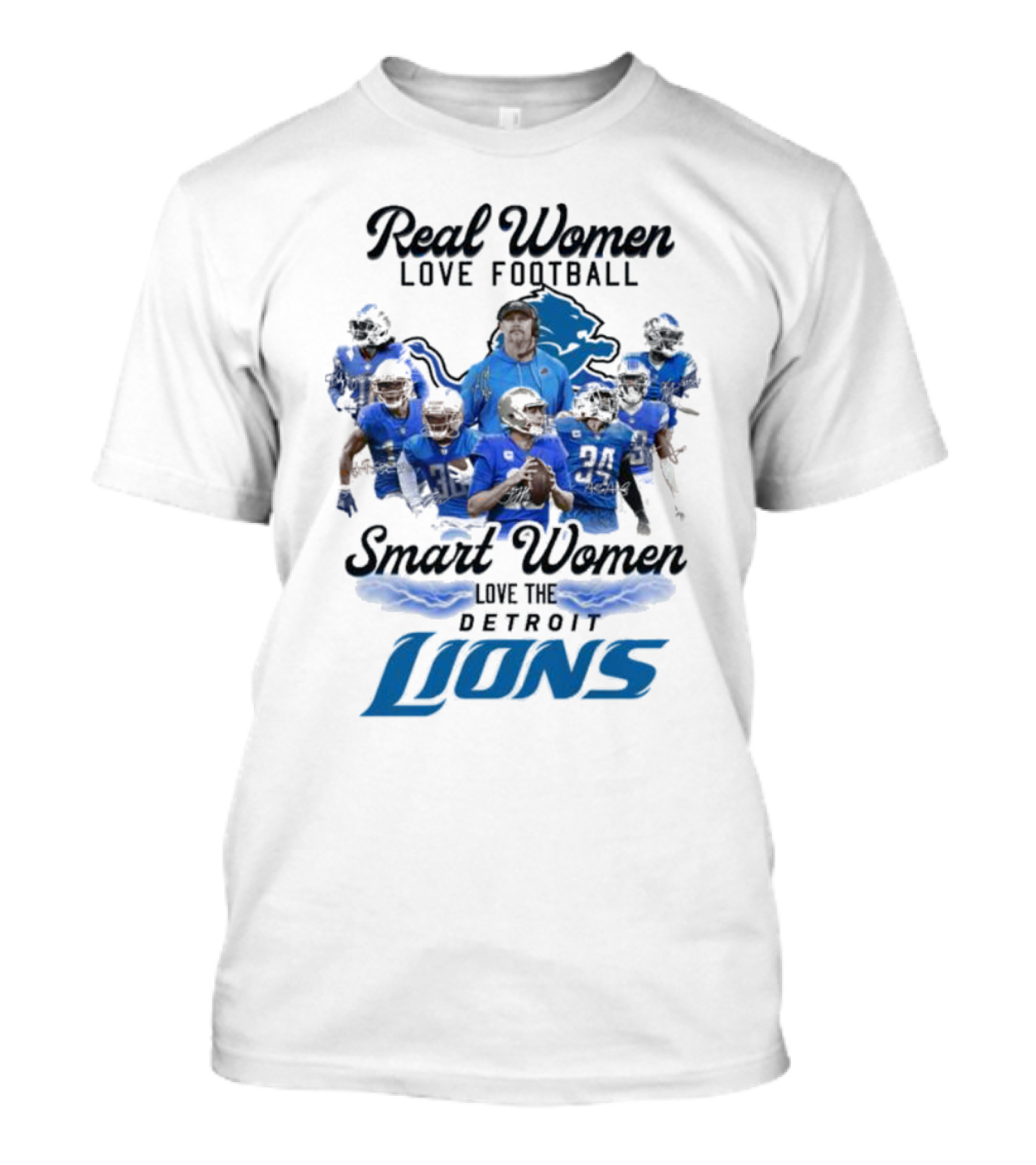 Real Women Love Football Smart Women Love The Detroit Lions Team Spirit T-Shirt