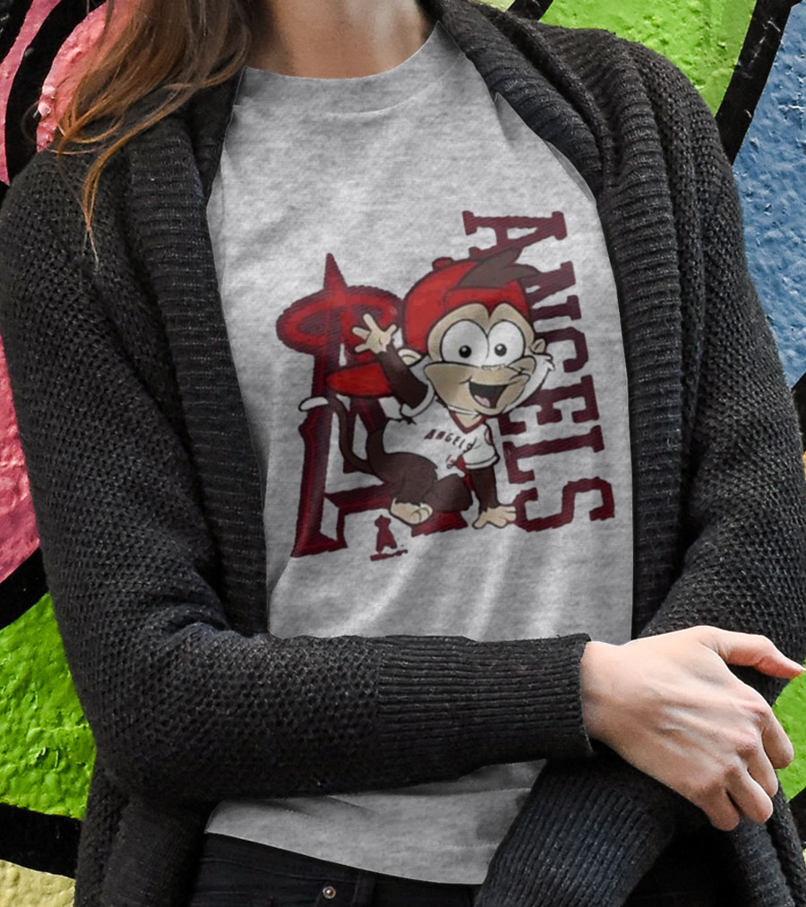 Los Angeles Angels Infant Mascot 2.0 Cheerful Cartoon Character With Iconic Logo And Text 'Angels' T-Shirt