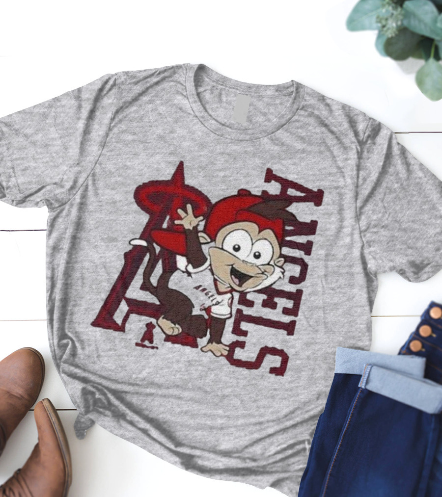 Los Angeles Angels Infant Mascot 2.0 Cheerful Cartoon Character With Iconic Logo And Text 'Angels' T-Shirt