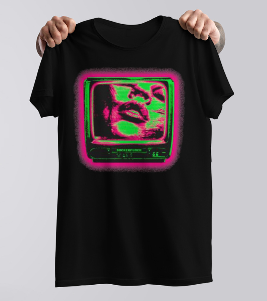 Suckerpunch TV Neon Lips Retro Screen T-Shirt