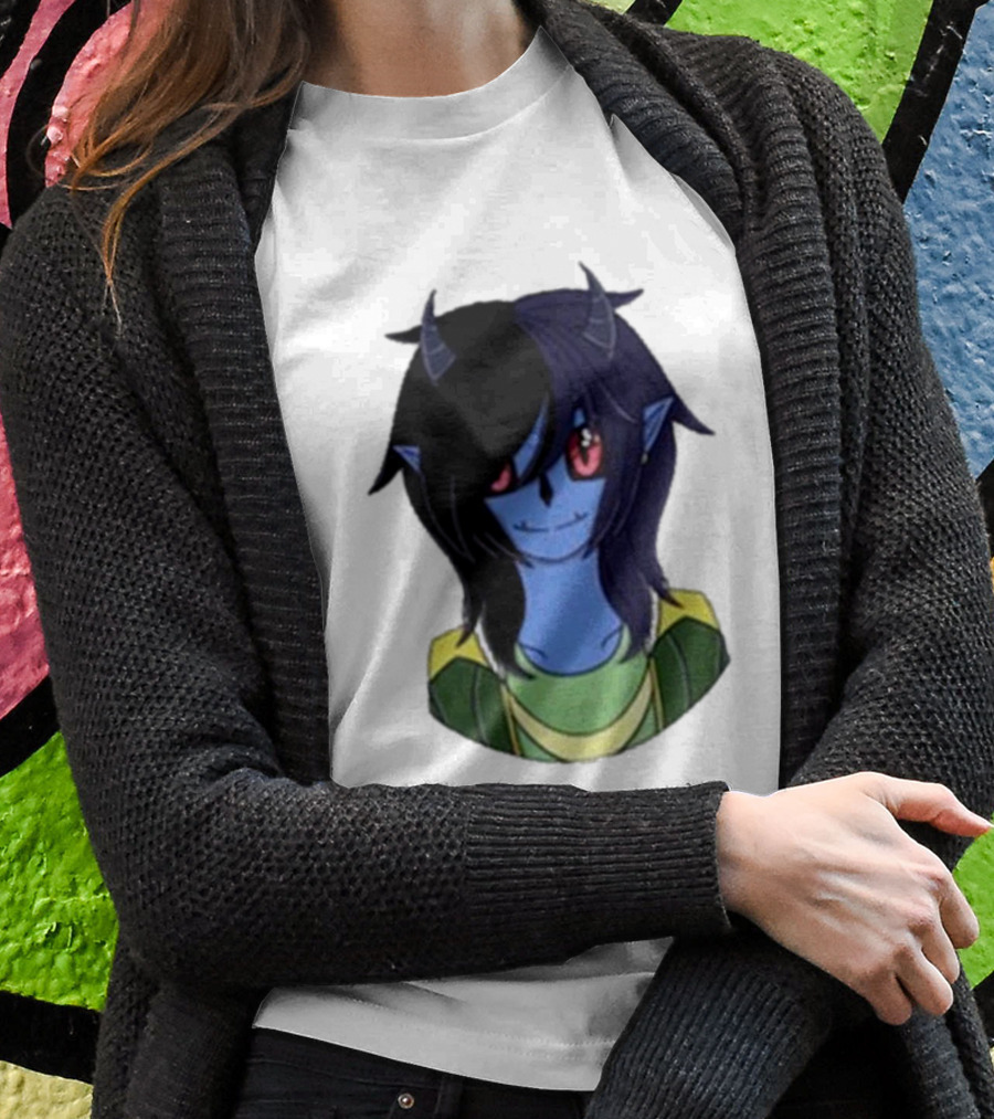 Zombicplayz's Anime-Style Blue Demon Character With Red Eyes And Horns T-Shirt