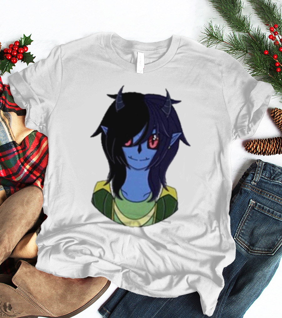 Zombicplayz's Anime-Style Blue Demon Character With Red Eyes And Horns T-Shirt