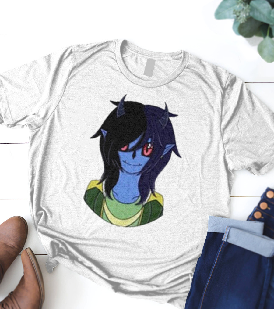 Zombicplayz's Anime-Style Blue Demon Character With Red Eyes And Horns T-Shirt