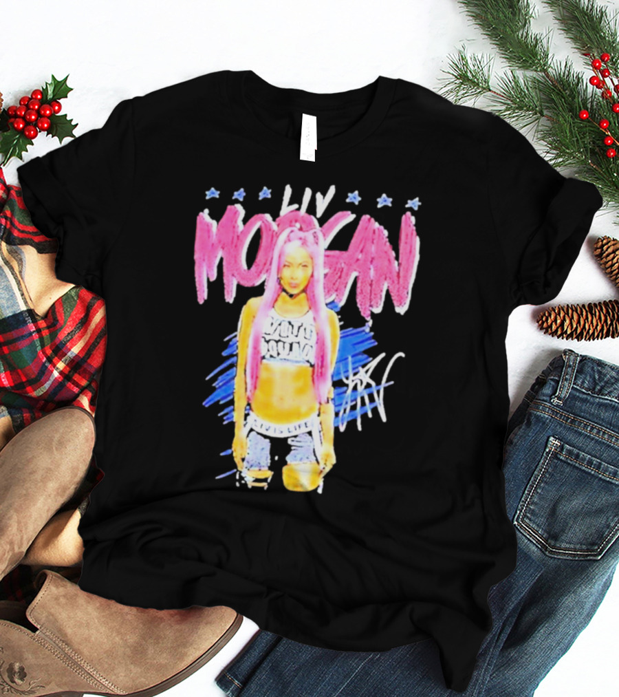 Liv Morgan Pop Signature Blue Stars T-Shirt
