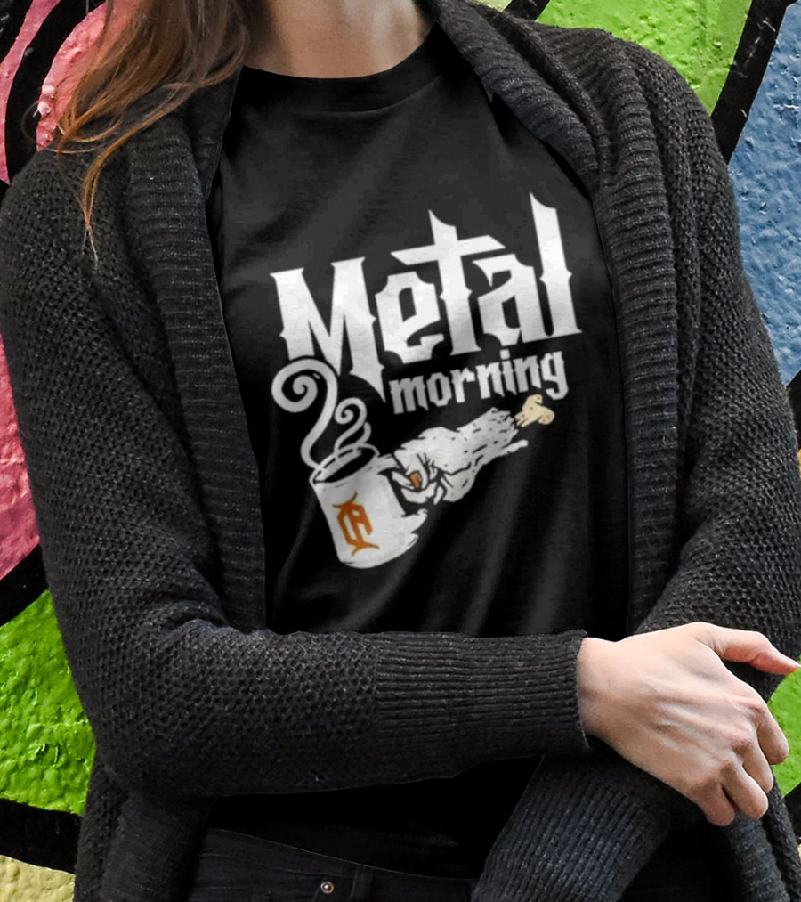 Metal Morning Skeleton Hand Coffee Cup T-Shirt