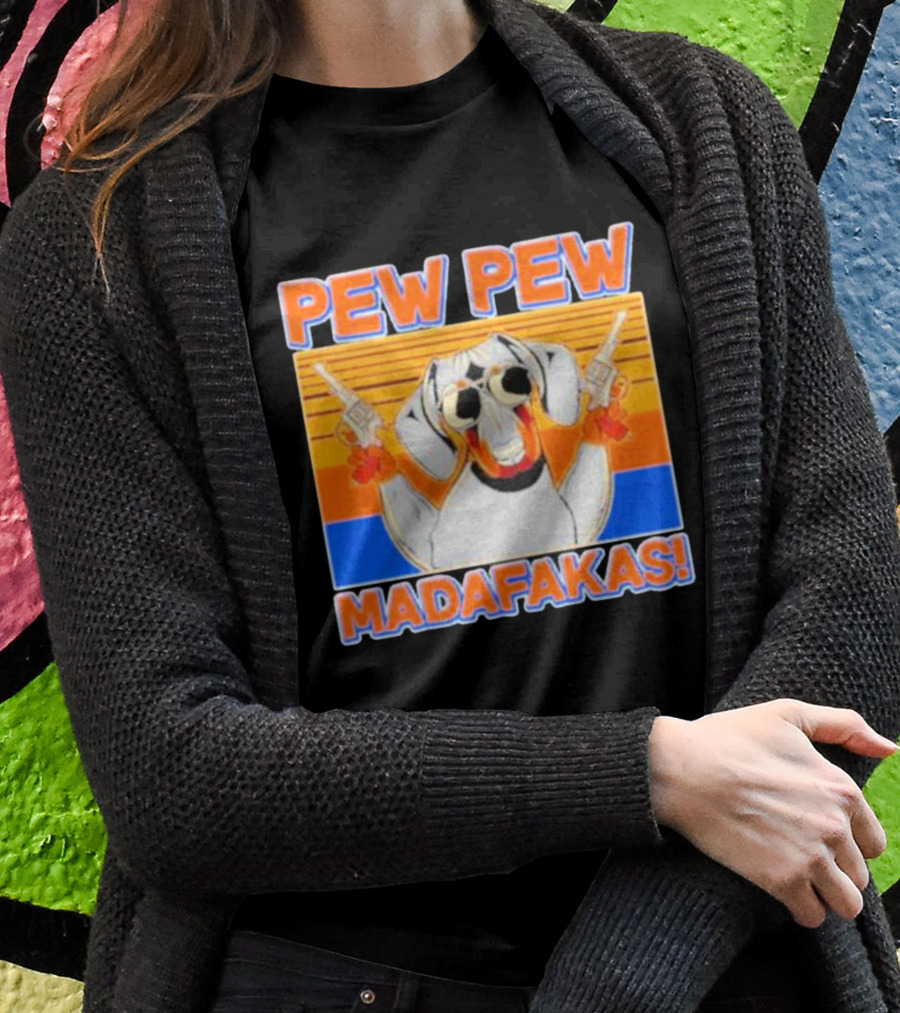 Pew Pew Madafakas Dachshund Dog Vintage Retro Guns T-Shirt