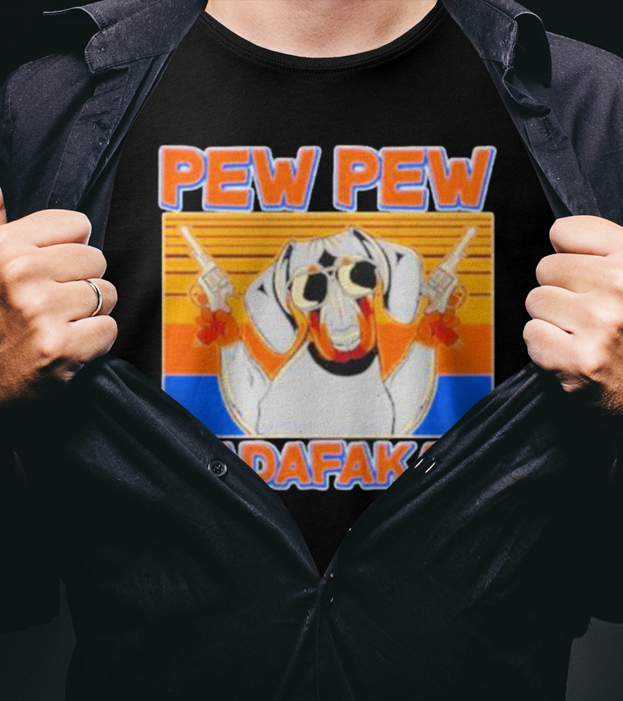 Pew Pew Madafakas Dachshund Dog Vintage Retro Guns T-Shirt