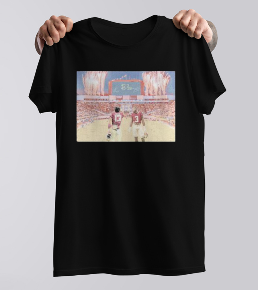 Trey Benson State Champs Collab 45-38 Football Victory Celebration WHT T-Shirt