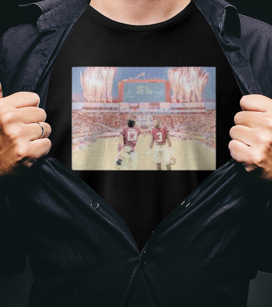 Trey Benson State Champs Collab 45-38 Football Victory Celebration WHT T-Shirt