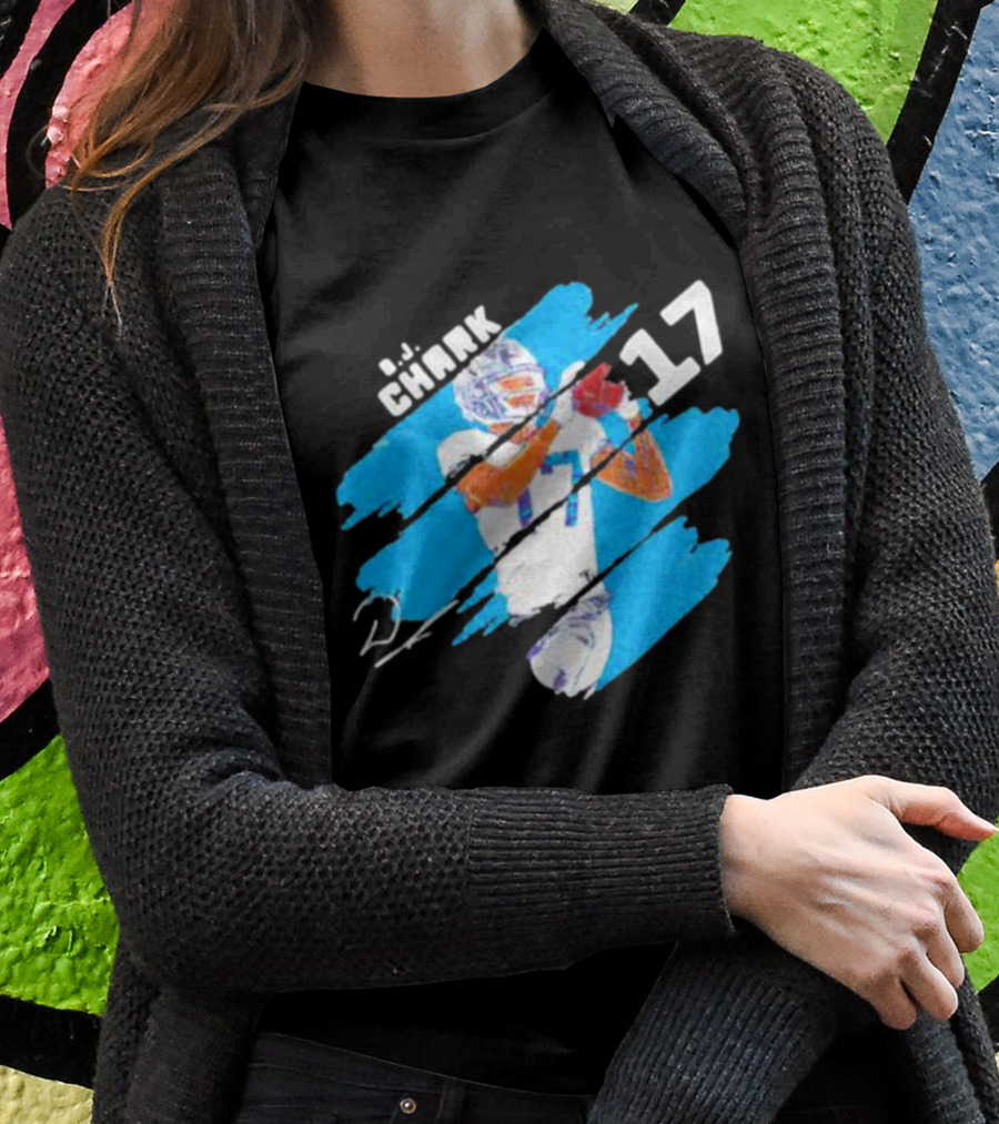 D.J. Chark Carolina Panthers Stripes 17 Signature T-Shirt