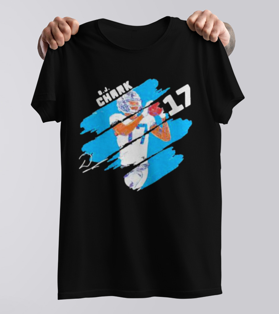 D.J. Chark Carolina Panthers Stripes 17 Signature T-Shirt