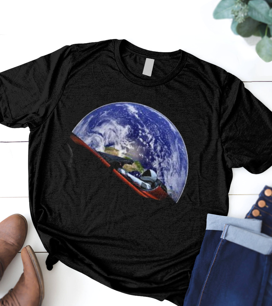 Elon Musk SpaceX Starman Earth Background T-Shirt