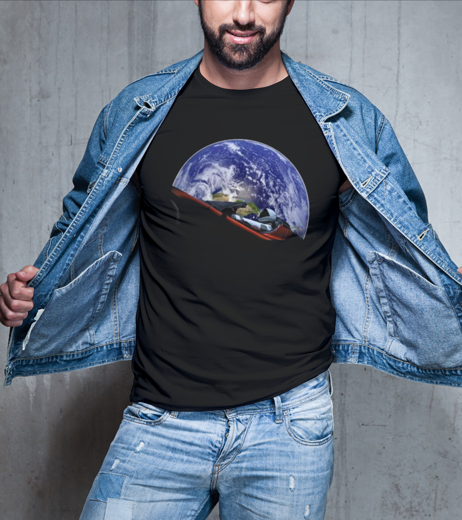 Elon Musk SpaceX Starman Earth Background T-Shirt