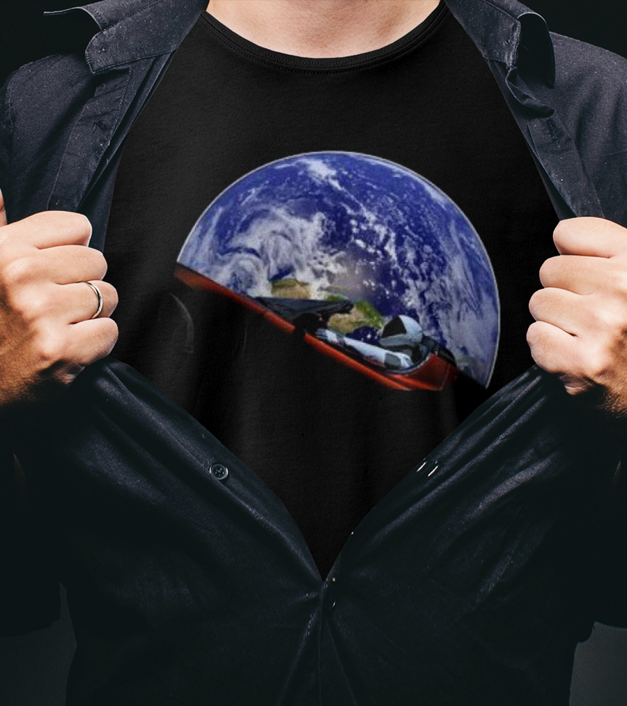 Elon Musk SpaceX Starman Earth Background T-Shirt