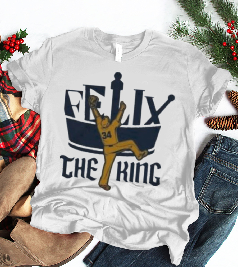 Félix Hernández Seattle Mariners Félix The King 34 Baseball Pitching T-Shirt