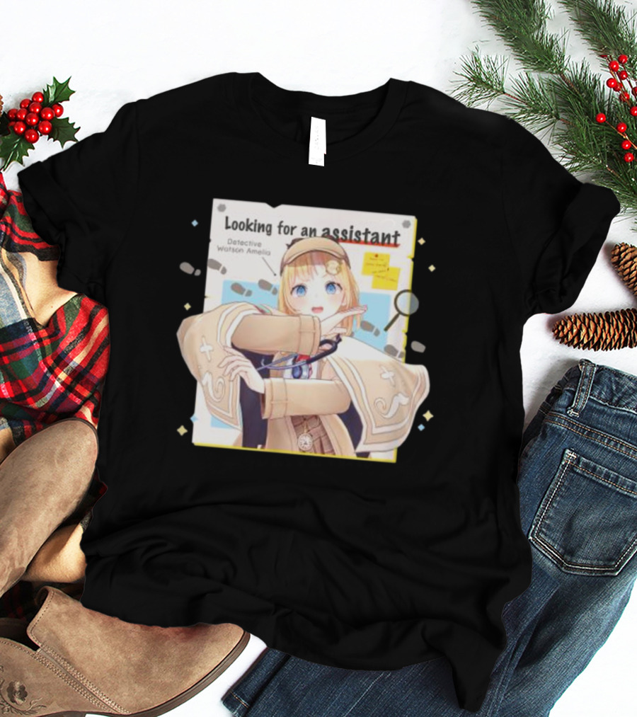Detective Watson Amelia Looking For An Assistant Magnifying Glass And Notes T-Shirt