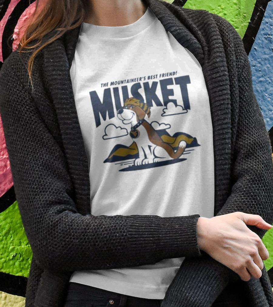West Virginia Musket The Mountaineer’s Best Friend Golden Dog In Mountain Landscape T-Shirt
