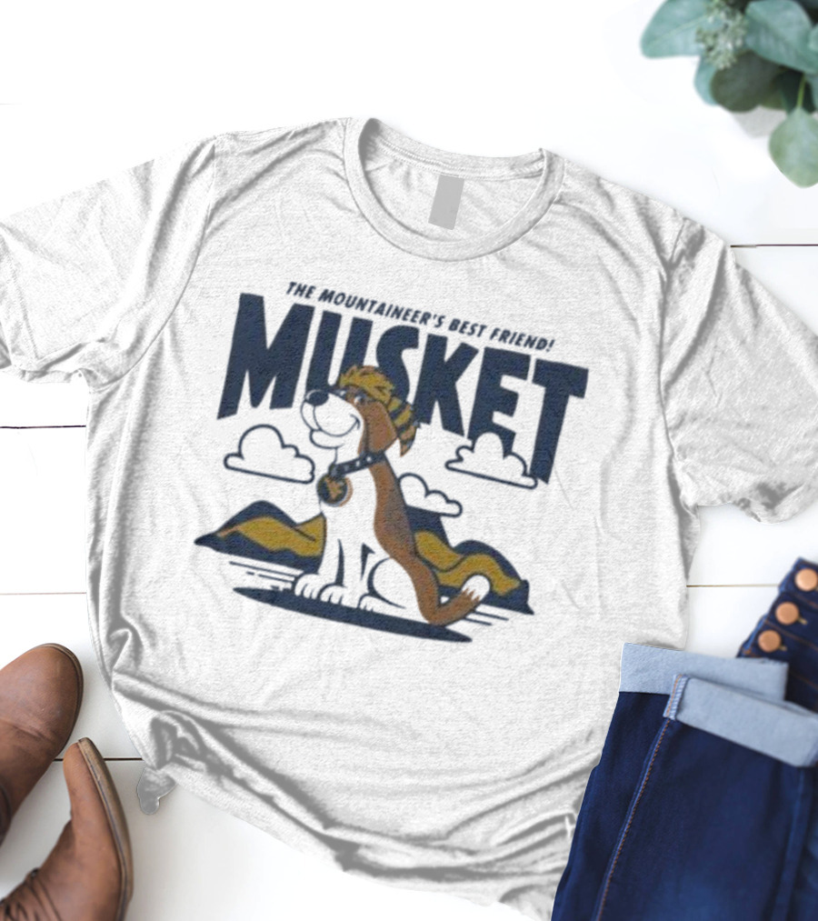 West Virginia Musket The Mountaineer’s Best Friend Golden Dog In Mountain Landscape T-Shirt