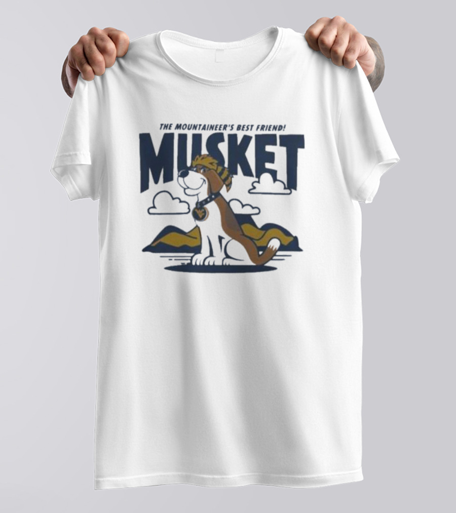 West Virginia Musket The Mountaineer’s Best Friend Golden Dog In Mountain Landscape T-Shirt