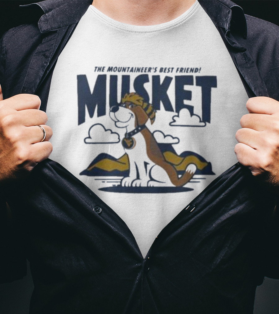 West Virginia Musket The Mountaineer’s Best Friend Golden Dog In Mountain Landscape T-Shirt