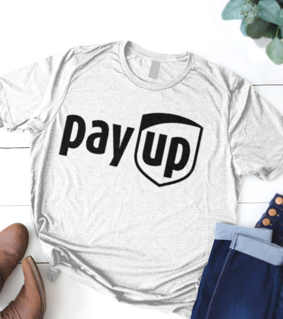 Sean M. O’Brien Pay Up Shield Inspired Text Motif T-Shirt