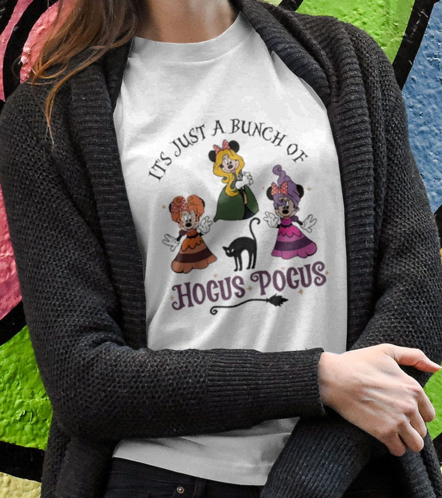 Disney Mickey It's Just A Bunch Of Hocus Pocus Halloween Black Cat Trio T-Shirt