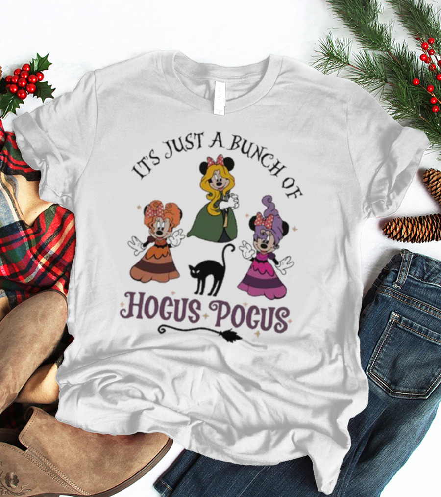 Disney Mickey It's Just A Bunch Of Hocus Pocus Halloween Black Cat Trio T-Shirt