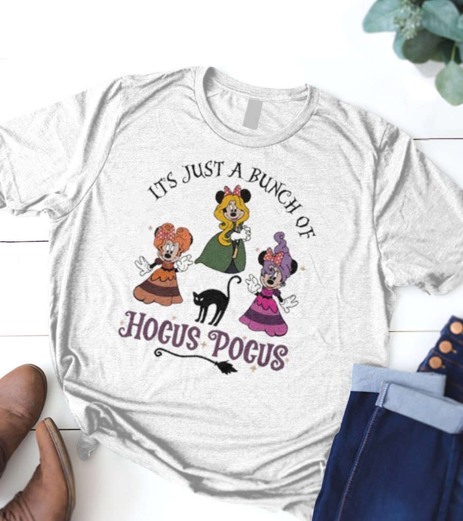 Disney Mickey It's Just A Bunch Of Hocus Pocus Halloween Black Cat Trio T-Shirt