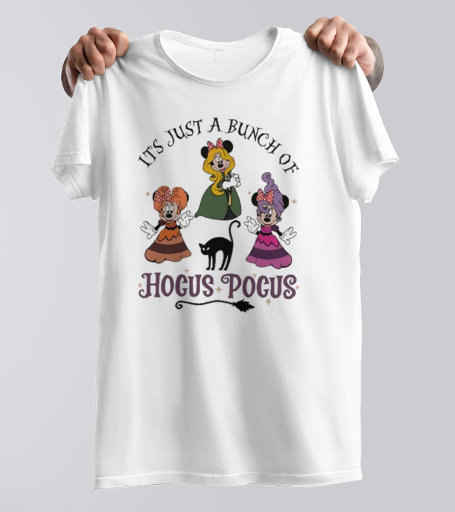 Disney Mickey It's Just A Bunch Of Hocus Pocus Halloween Black Cat Trio T-Shirt