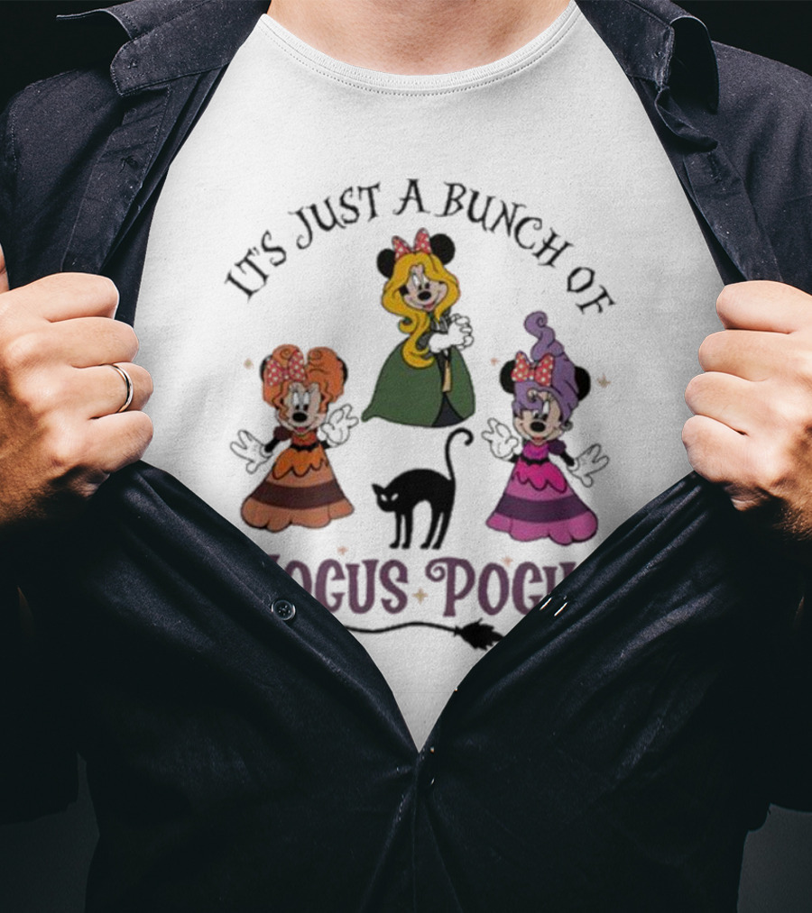 Disney Mickey It's Just A Bunch Of Hocus Pocus Halloween Black Cat Trio T-Shirt