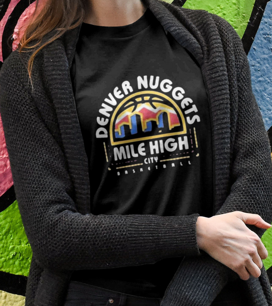 Denver Nuggets Mile High City Basketball Skyline T-Shirt